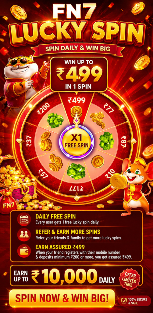 FN7 Lucky Spin wheel with colorful reward segments and bonus prizes